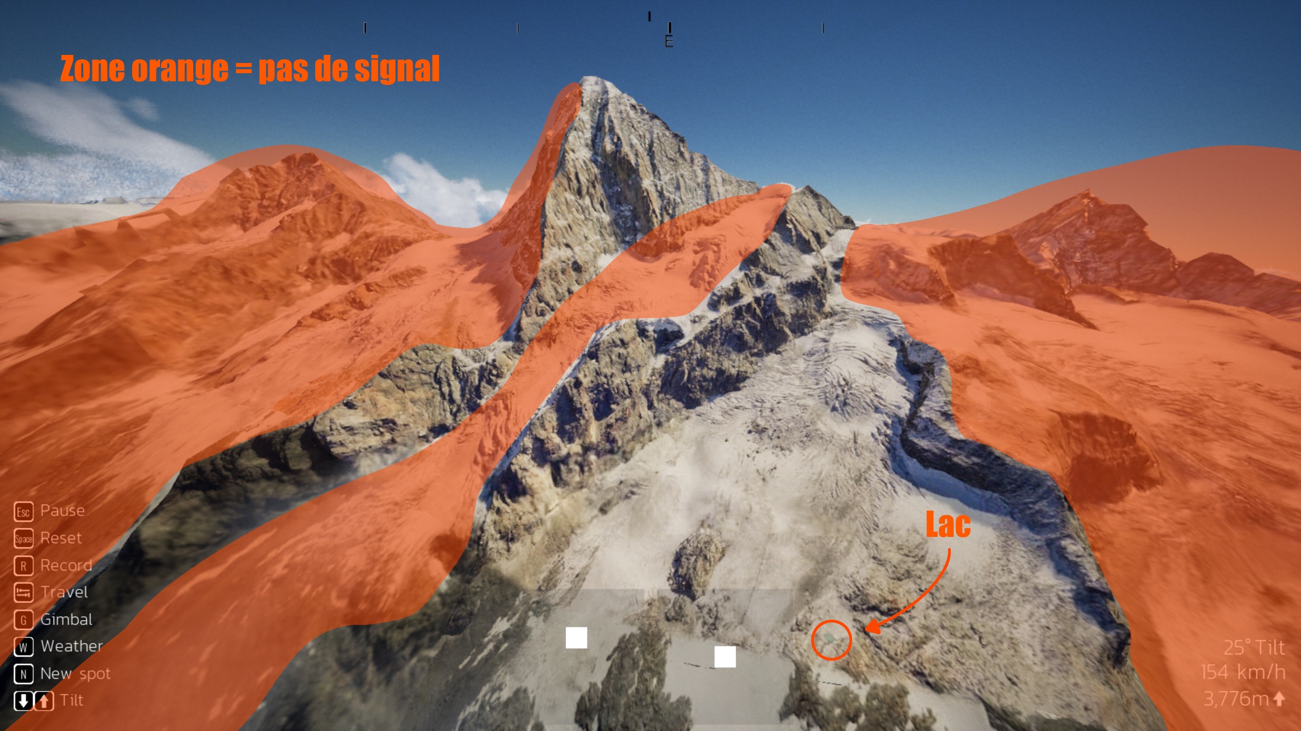 Zone orange = pas de signal